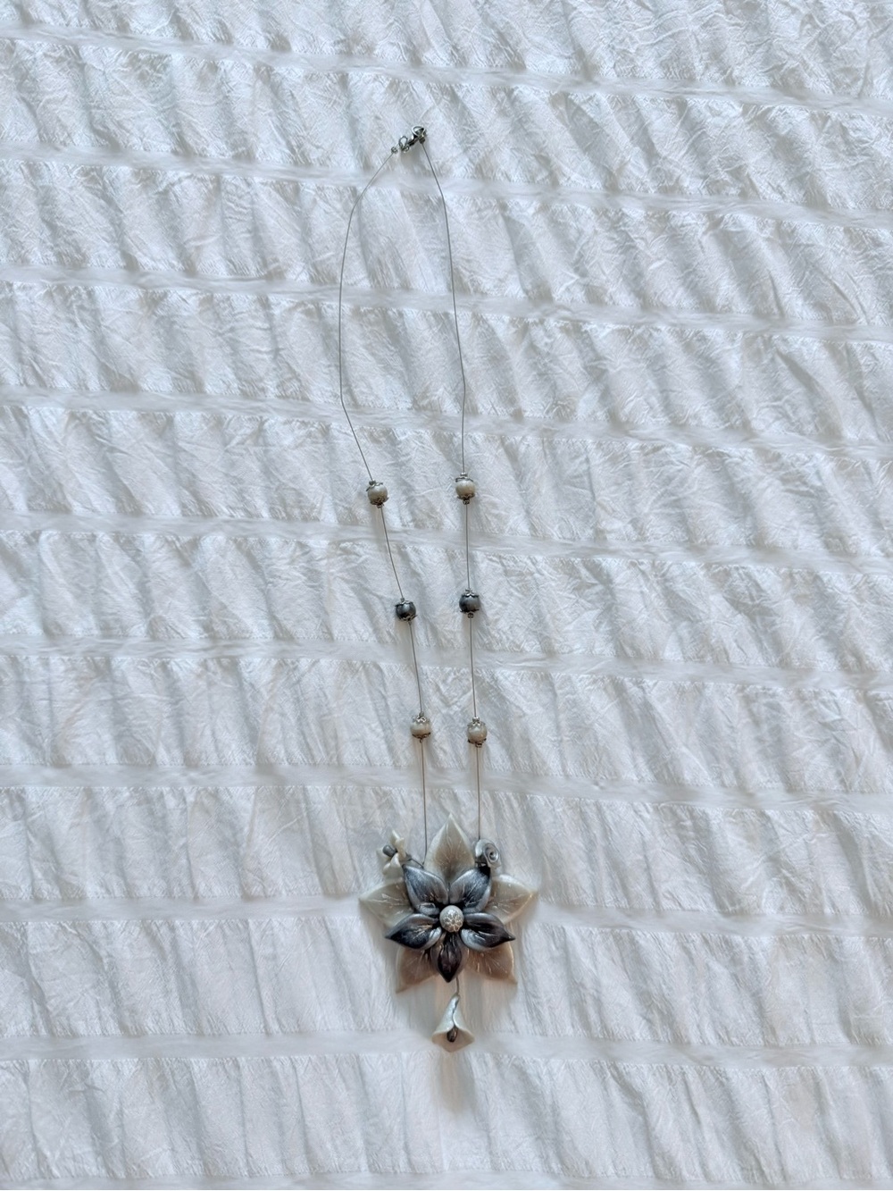 Hand Made Silver Floral Pendant Necklace - Women Jewelry
